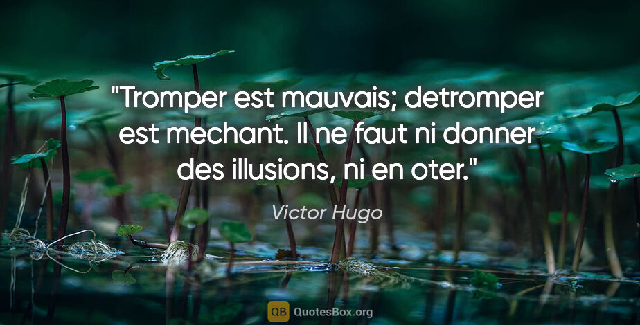 Victor Hugo citation: "Tromper est mauvais; detromper est mechant. Il ne faut ni..."