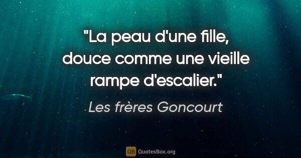 Les frères Goncourt citation: "La peau d'une fille, douce comme une vieille rampe d'escalier."