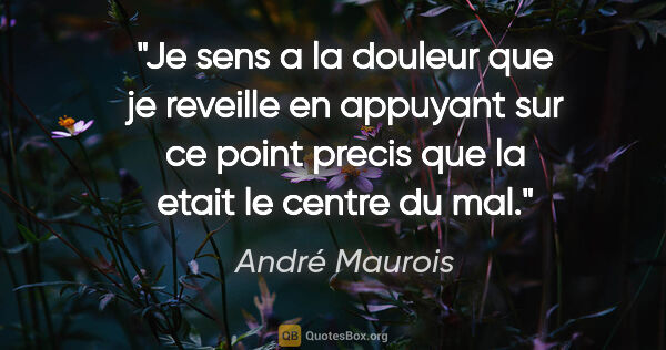 André Maurois citation: "Je sens a la douleur que je reveille en appuyant sur ce point..."