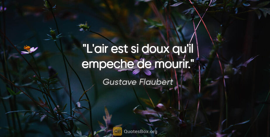 Gustave Flaubert citation: "L'air est si doux qu'il empeche de mourir."