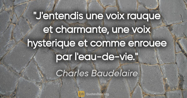 Charles Baudelaire citation: "J'entendis une voix rauque et charmante, une voix hysterique..."