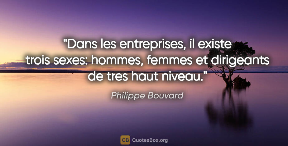 Philippe Bouvard citation: "Dans les entreprises, il existe trois sexes: hommes, femmes et..."