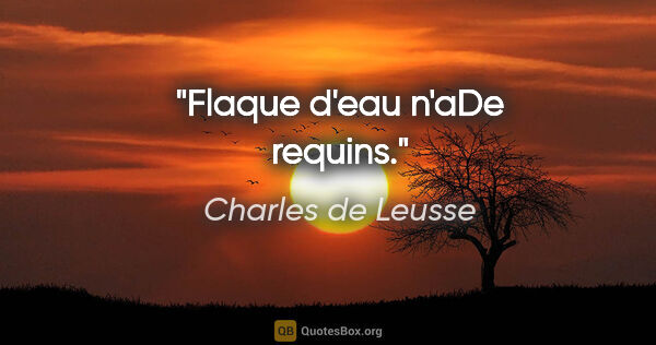 Charles de Leusse citation: "Flaque d'eau n'aDe requins."