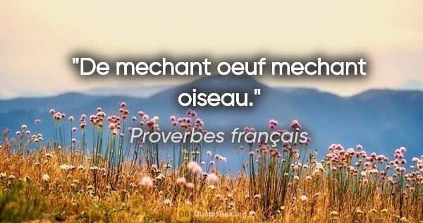 Proverbes français citation: "De mechant oeuf mechant oiseau."