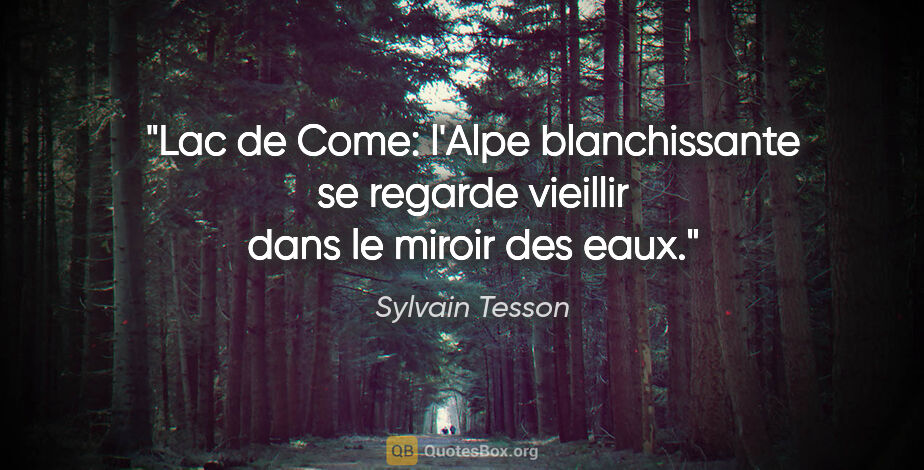 Sylvain Tesson citation: "Lac de Come: l'Alpe blanchissante se regarde vieillir dans le..."