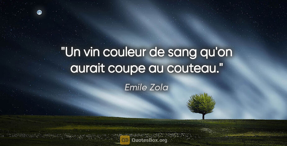 Emile Zola citation: "Un vin couleur de sang qu'on aurait coupe au couteau."