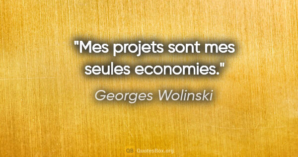 Georges Wolinski citation: "Mes projets sont mes seules economies."