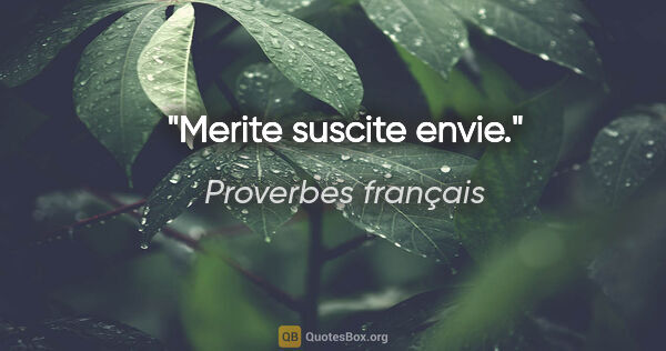 Proverbes français citation: "Merite suscite envie."