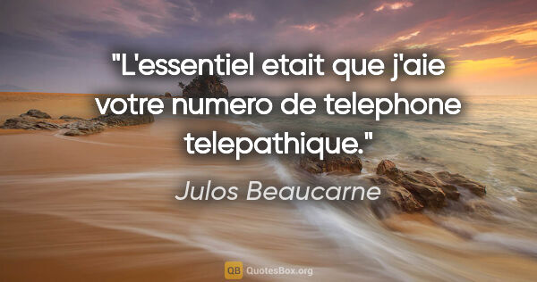 Julos Beaucarne citation: "L'essentiel etait que j'aie votre numero de telephone..."