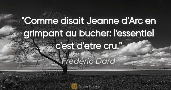 Frédéric Dard citation: "Comme disait Jeanne d'Arc en grimpant au bucher: l'essentiel..."