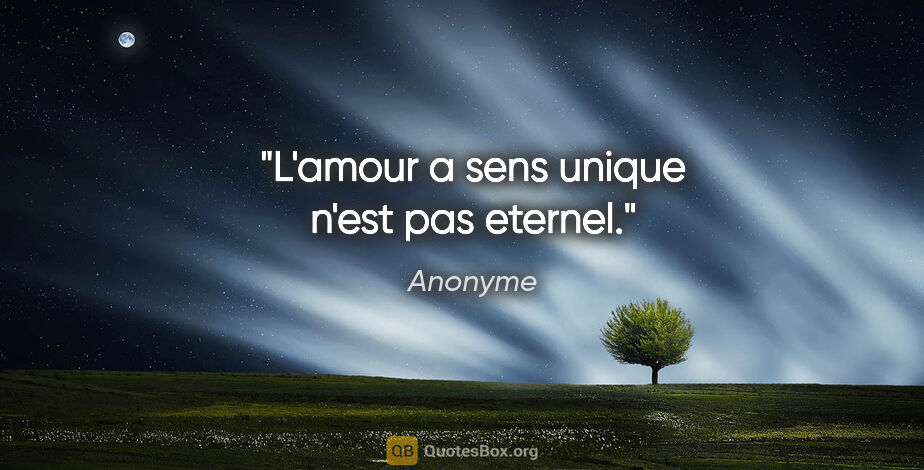 Anonyme citation: "L'amour a sens unique n'est pas eternel."