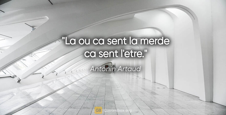 Antonin Artaud citation: "La ou ca sent la merde ca sent l'etre."