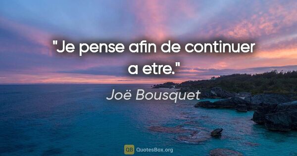 Joë Bousquet citation: "Je pense afin de continuer a etre."