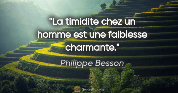 Philippe Besson citation: "La timidite chez un homme est une faiblesse charmante."