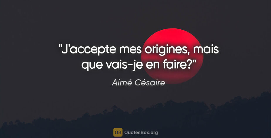 Aimé Césaire citation: "J'accepte mes origines, mais que vais-je en faire?"