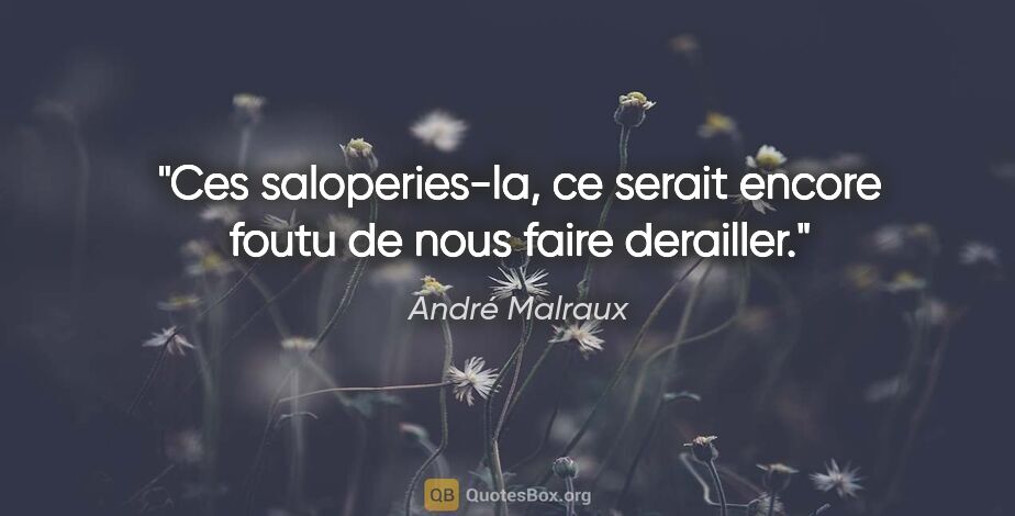 André Malraux citation: "Ces saloperies-la, ce serait encore foutu de nous faire..."