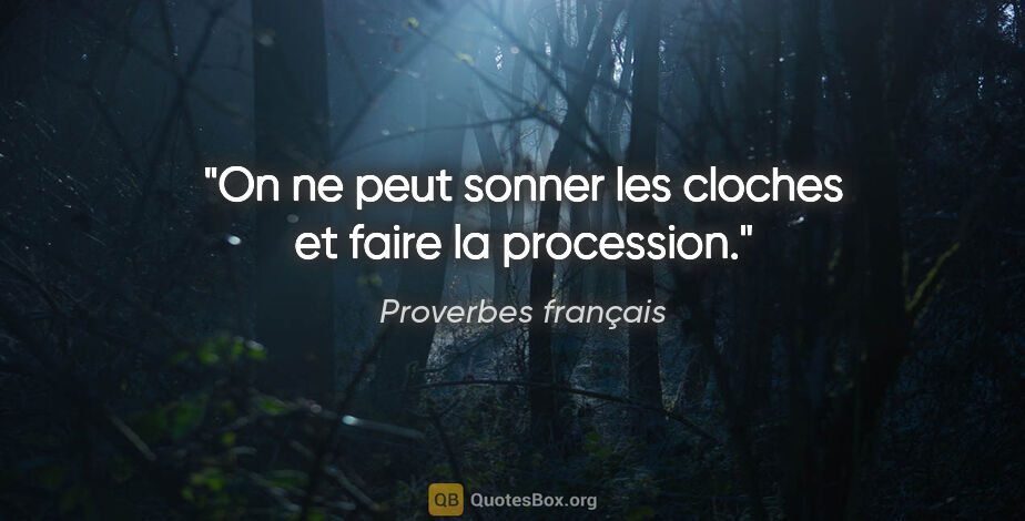 Proverbes français citation: "On ne peut sonner les cloches et faire la procession."