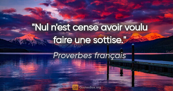 Proverbes français citation: "Nul n'est cense avoir voulu faire une sottise."