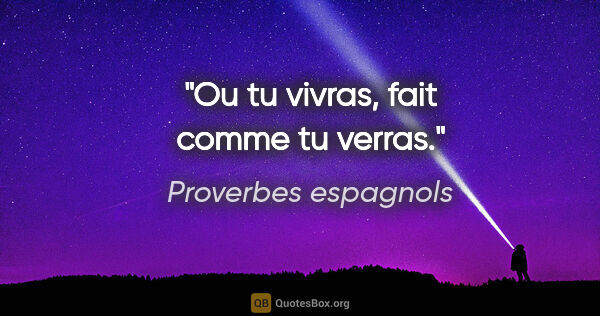 Proverbes espagnols citation: "Ou tu vivras, fait comme tu verras."