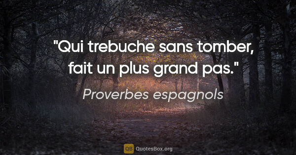 Proverbes espagnols citation: "Qui trebuche sans tomber, fait un plus grand pas."