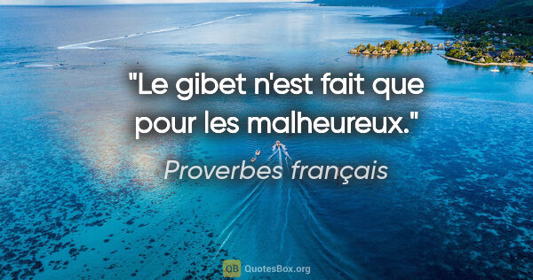 Proverbes français citation: "Le gibet n'est fait que pour les malheureux."