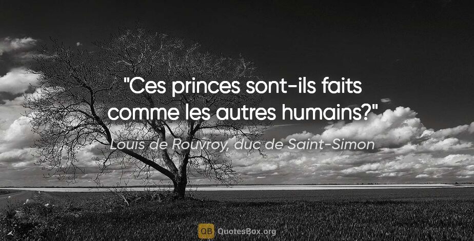 Louis de Rouvroy, duc de Saint-Simon citation: "Ces princes sont-ils faits comme les autres humains?"