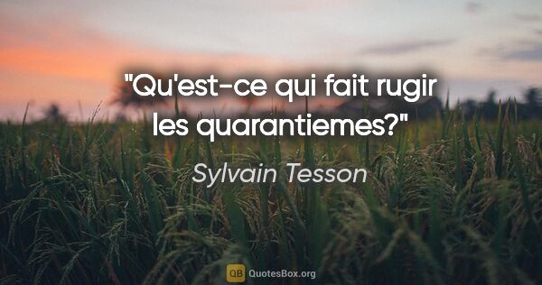 Sylvain Tesson citation: "Qu'est-ce qui fait rugir les quarantiemes?"
