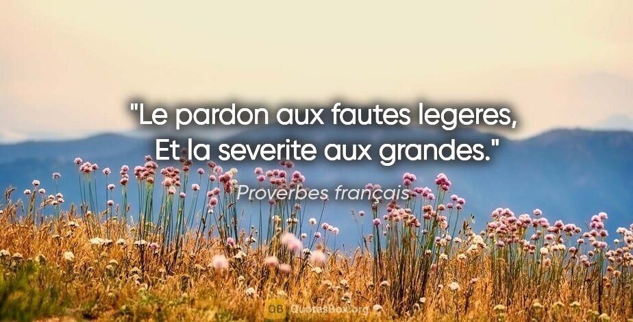 Proverbes français citation: "Le pardon aux fautes legeres,  Et la severite aux grandes."