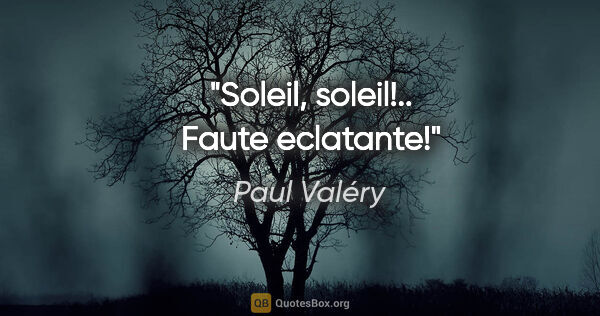 Paul Valéry citation: "Soleil, soleil!.. Faute eclatante!"