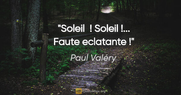 Paul Valéry citation: "Soleil  ! Soleil !... Faute eclatante !"