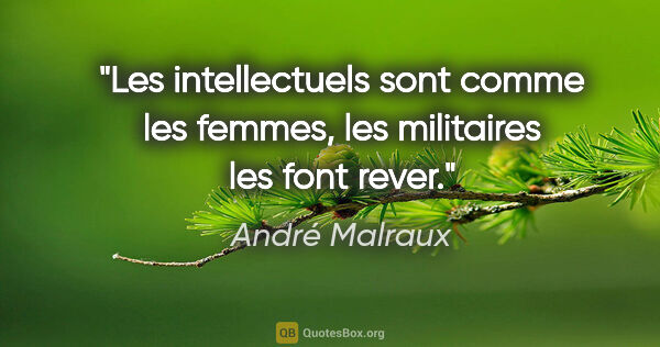 André Malraux citation: "Les intellectuels sont comme les femmes, les militaires les..."