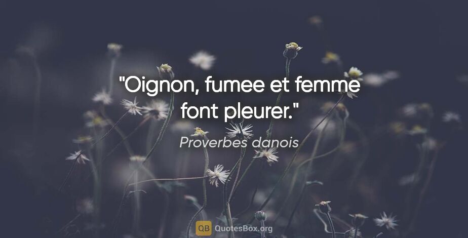 Proverbes danois citation: "Oignon, fumee et femme font pleurer."