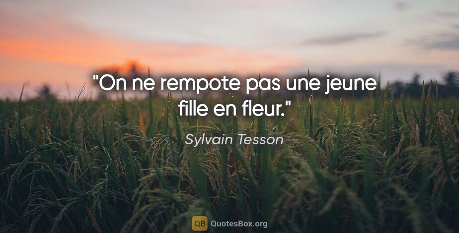 Sylvain Tesson citation: "On ne rempote pas une jeune fille en fleur."