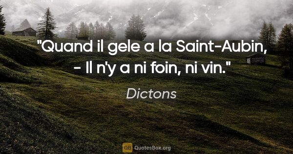 Dictons citation: "Quand il gele a la Saint-Aubin, - Il n'y a ni foin, ni vin."