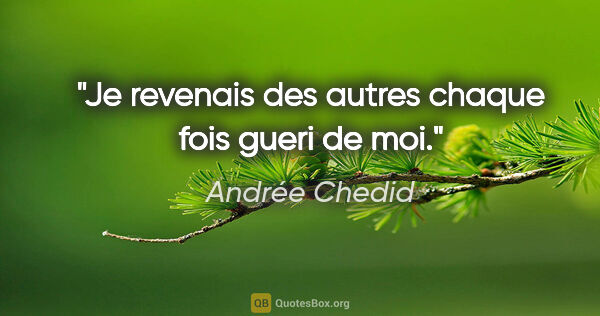 Andrée Chedid citation: "Je revenais des autres chaque fois gueri de moi."