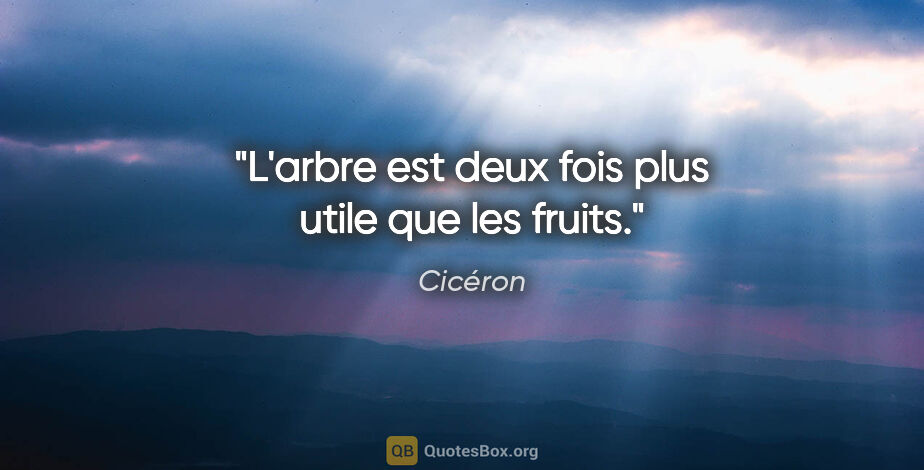 Cicéron citation: "L'arbre est deux fois plus utile que les fruits."