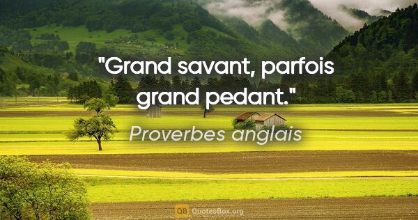 Proverbes anglais citation: "Grand savant, parfois grand pedant."