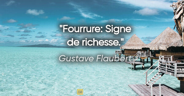 Gustave Flaubert citation: "Fourrure: Signe de richesse."