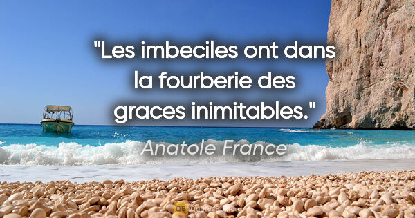 Anatole France citation: "Les imbeciles ont dans la fourberie des graces inimitables."
