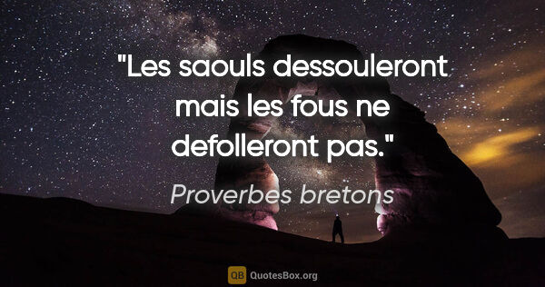 Proverbes bretons citation: "Les saouls dessouleront mais les fous ne defolleront pas."