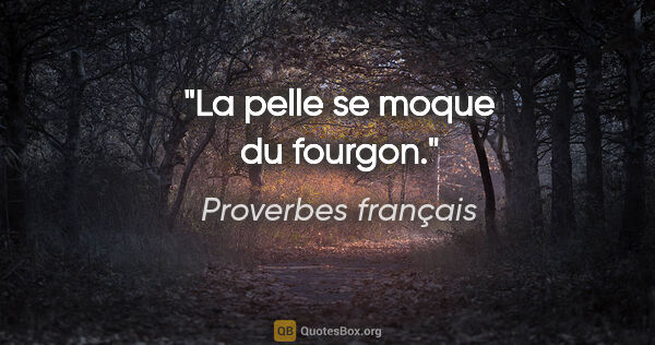 Proverbes français citation: "La pelle se moque du fourgon."
