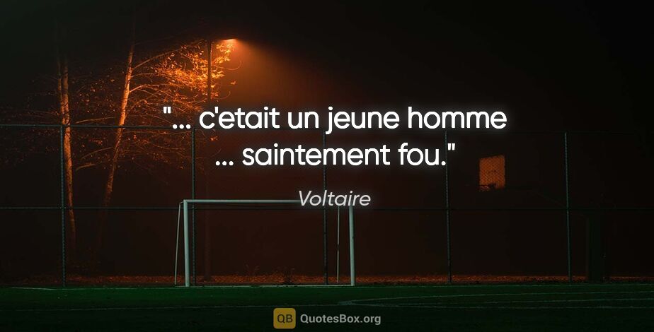 Voltaire citation: "... c'etait un jeune homme ... saintement fou."
