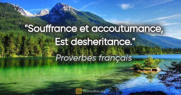 Proverbes français citation: "Souffrance et accoutumance,  Est desheritance."
