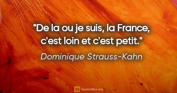 Dominique Strauss-Kahn citation: "De la ou je suis, la France, c'est loin et c'est petit."
