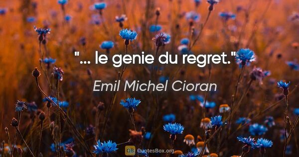 Emil Michel Cioran citation: "... le genie du regret."