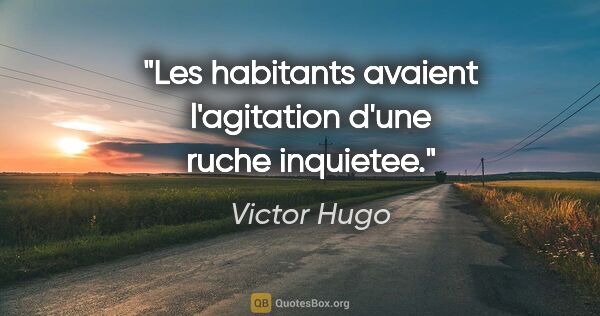 Victor Hugo citation: "Les habitants avaient l'agitation d'une ruche inquietee."