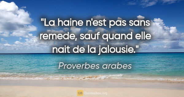 Proverbes arabes citation: "La haine n'est pas sans remede, sauf quand elle nait de la..."