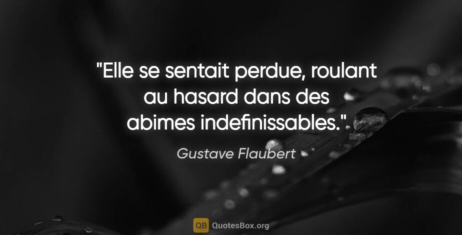 Gustave Flaubert citation: "Elle se sentait perdue, roulant au hasard dans des abimes..."
