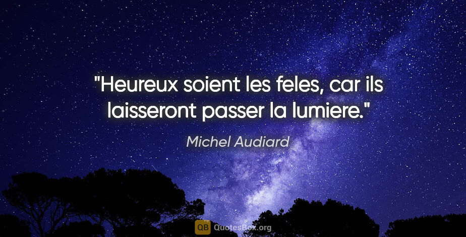 Michel Audiard citation: "Heureux soient les feles, car ils laisseront passer la lumiere."