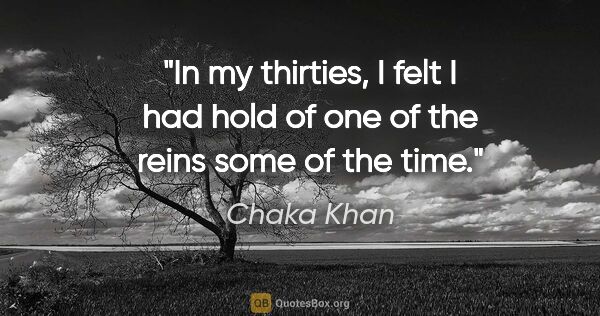 Chaka Khan quote: "In my thirties, I felt I had hold of one of the reins some of..."